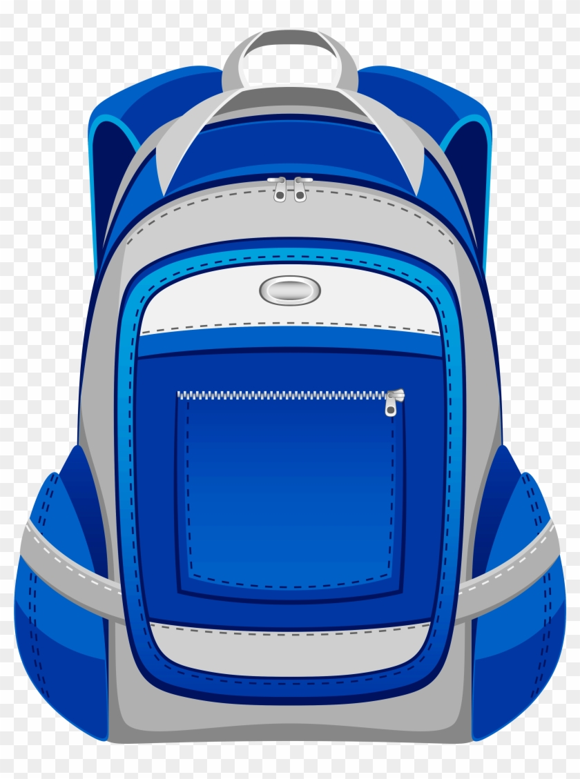 Blue And Grey Backpack Png Vector Clipart - Drawing Of Simple School Bag Transparent Png