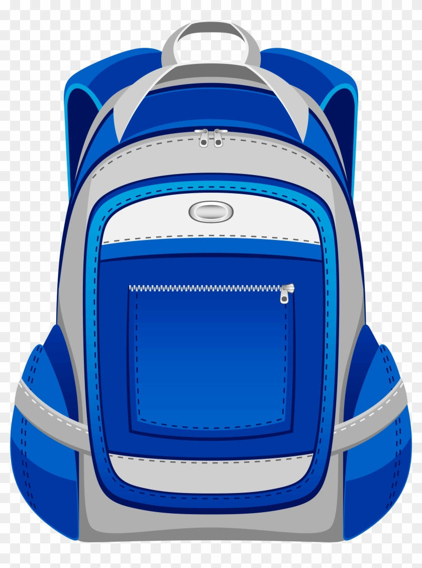 Blue And Grey Backpack Png Vector Clipart - Drawing Of Simple School Bag Transparent Png #509302