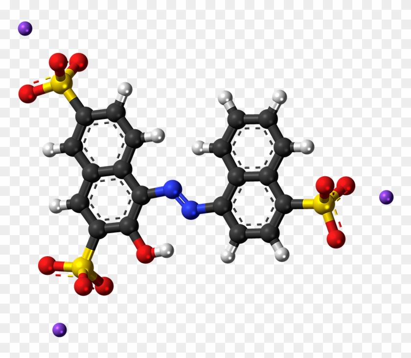 Amaranth Sodium Azo Dye Molecule Model Structure - Molecule Clipart #5000682