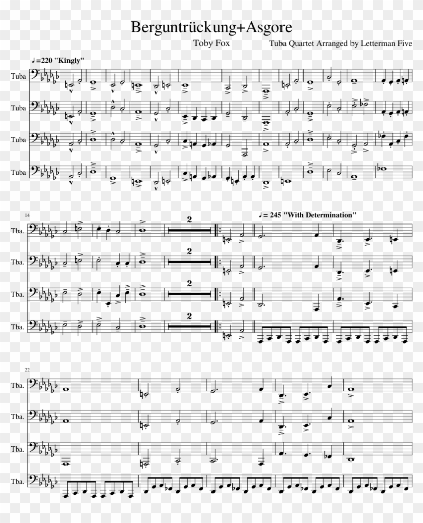 Berguntrückung Asgore Sheet Music Composed By Tuba - Sheet Music Clipart #5000976