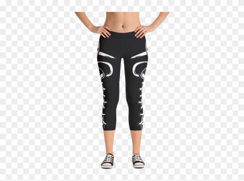 Chucks Black Laced Capri Leggings - Backwood Biker Shorts Clipart #5007206