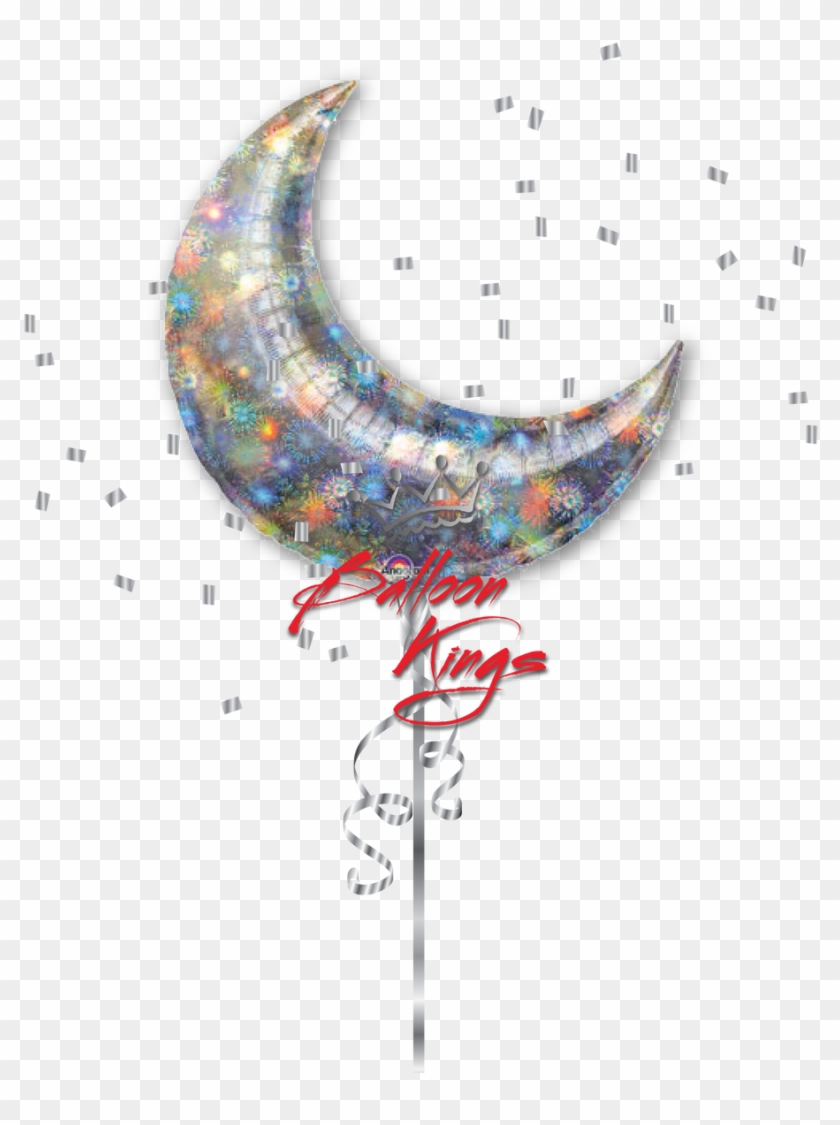 Holo Fireworks Moon - Welcome Baby Girl Png Clipart