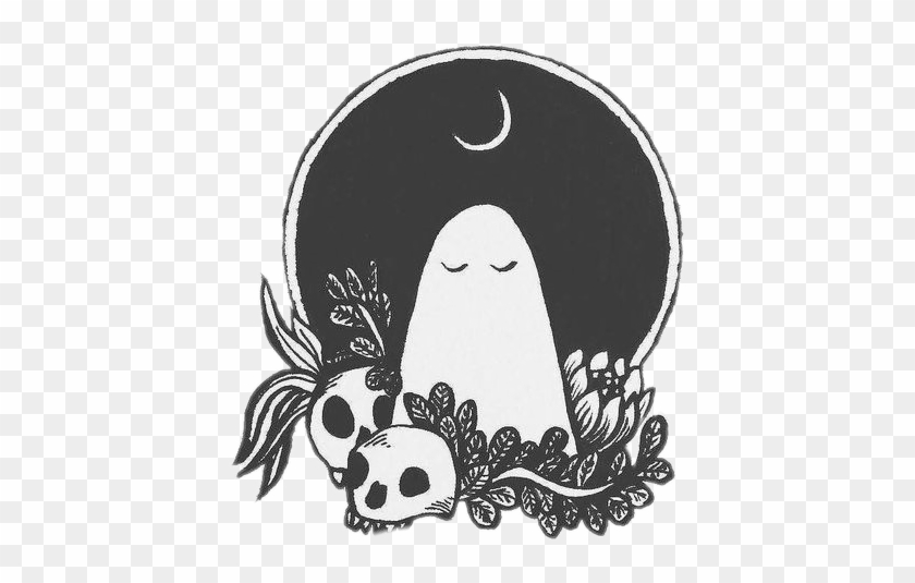 #freetoedit #ghost #dark #night #moon #drawing #tatoo - Illustration Clipart #5007231