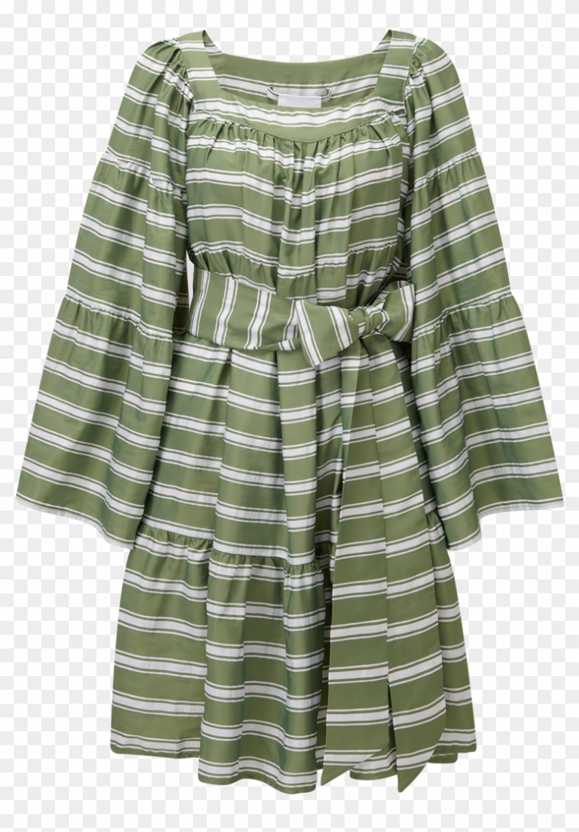 Lisa Marie Fernandez Green Striped Mini Peasant Dress - Sweater Clipart #5008396