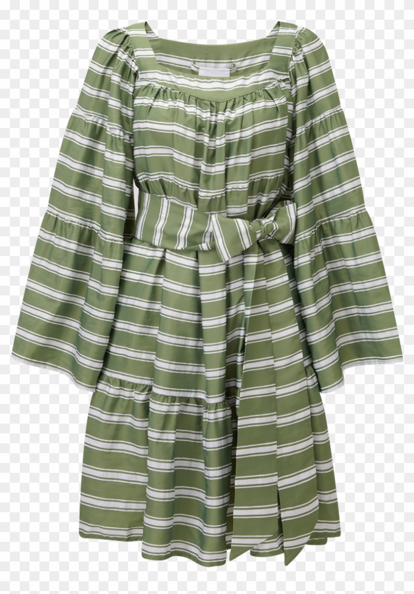 Lisa Marie Fernandez Green Striped Mini Peasant Dress - Sweater Clipart