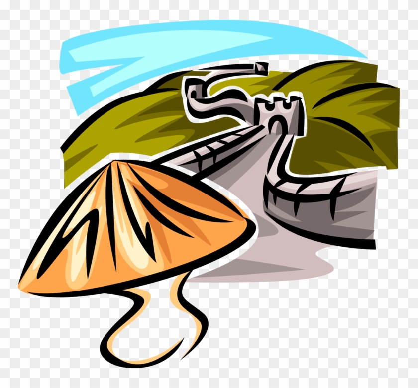 Vector Illustration Of Great Wall Of China Fortification Clipart