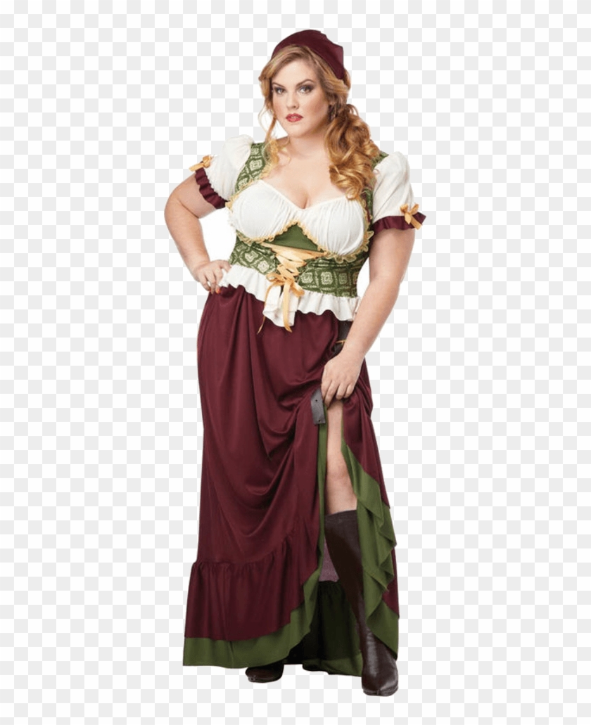 Peasant Dress Costume - Medieval Barmaid Busty Clipart #5009625