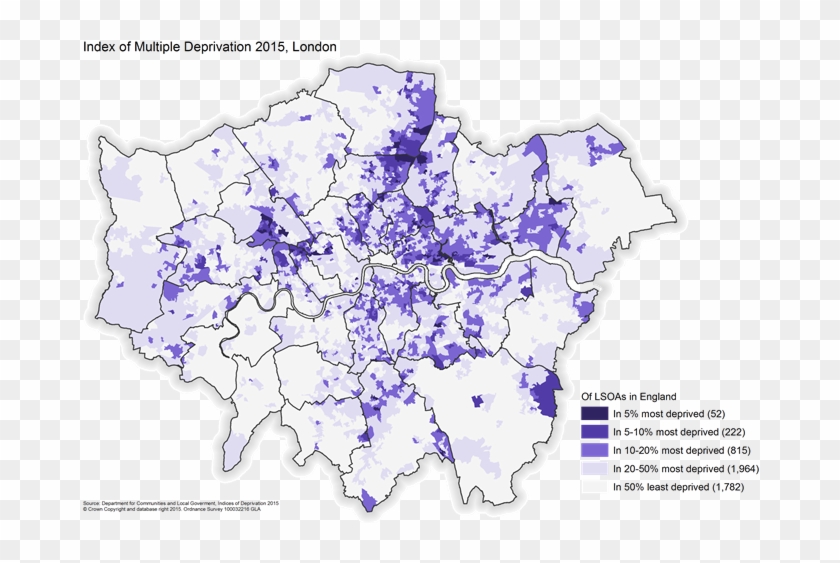 The Map Below Shows How The New Index Of Multiple Deprivation - Index Of Multiple Deprivation London Clipart