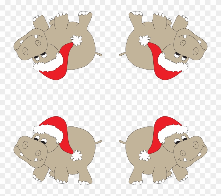 Christmas Hippo Clip Art - Png Download #5018719
