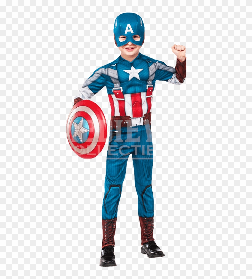 Retro Captain America Kids Muscle Costume - Super Hero Costumes Boys Clipart