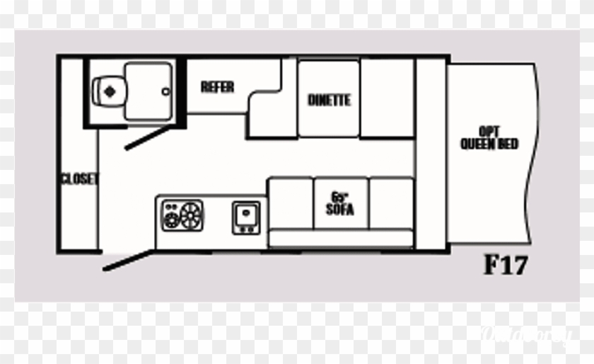 Co Floorplan 2004 R Vision Bantam 17 Off Grid Solar - Floor Plan Clipart #5020711