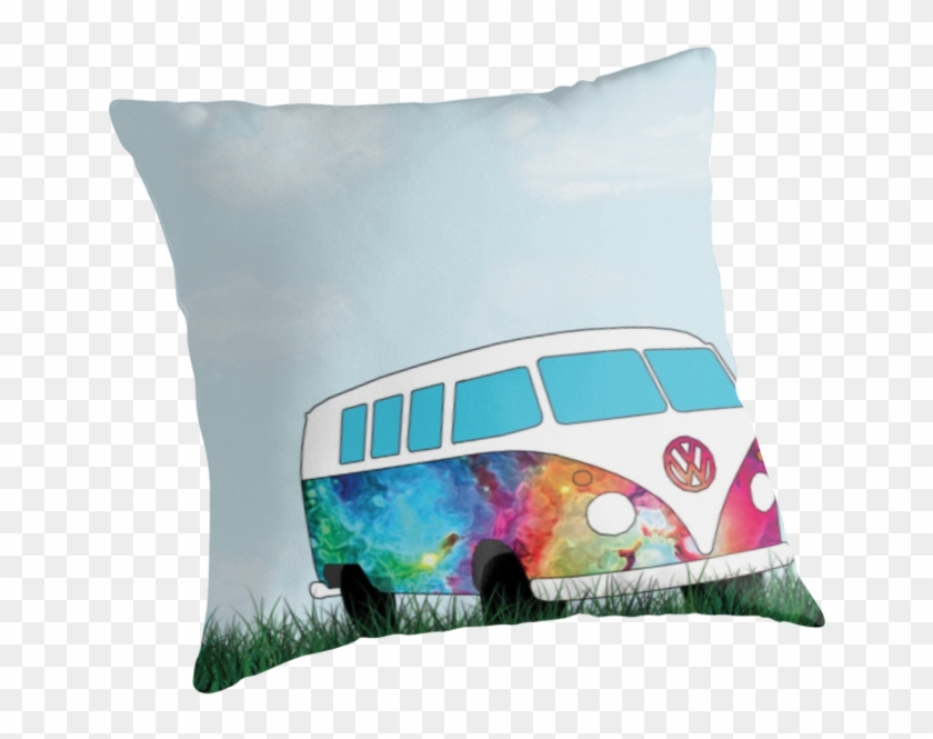 Vw Rainbow Hippie Bus By Maggie Smith - Cushion Clipart