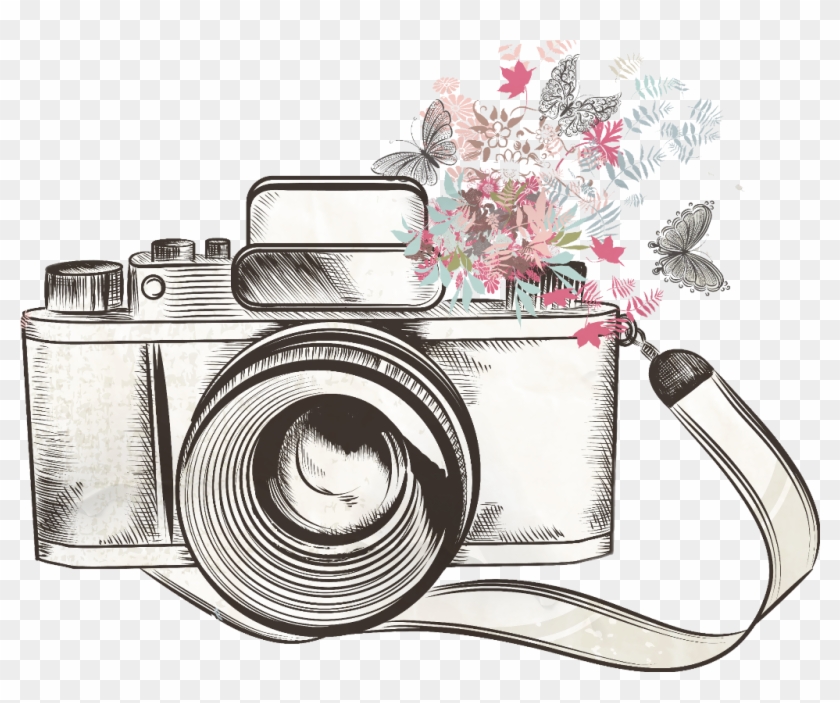 #camara #fotography #hermosa #fotografo - Camera With Flowers Clipart - Png Download