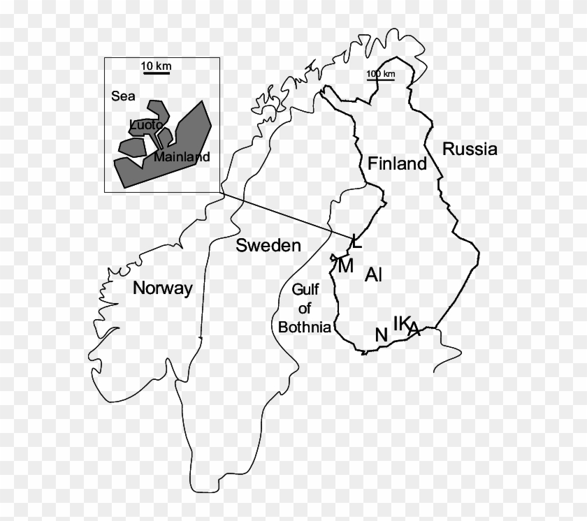 Flying Squirrel Sampling Sites In Finland - Line Art Clipart