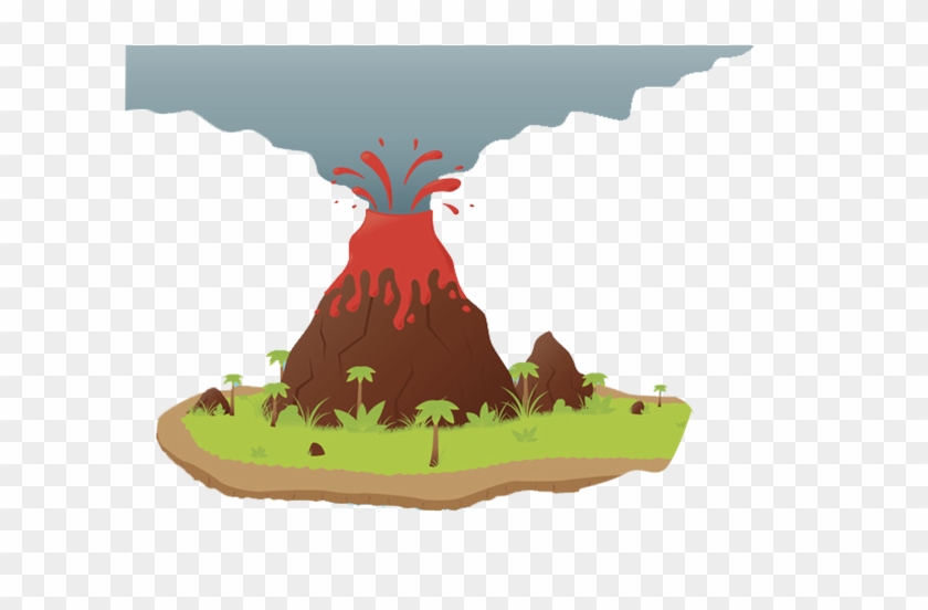 Volcano, Cartoon, Magma, Grass, Livestock Png Image - Volcano In Graphics Clipart #5024629