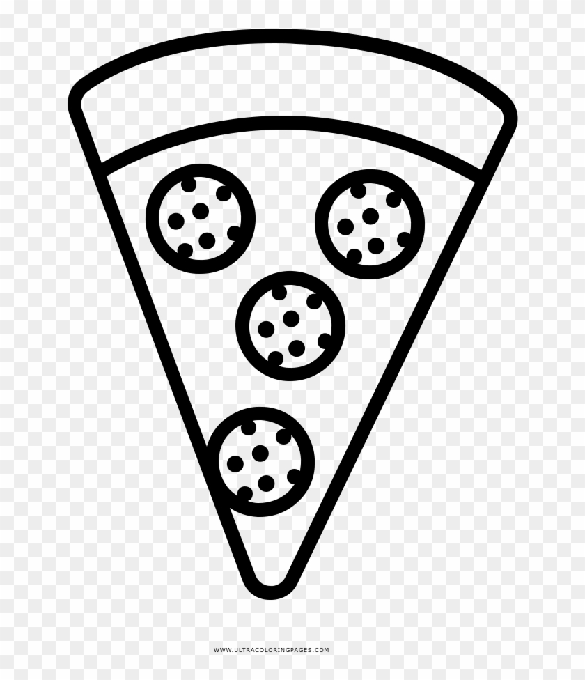Dibujo De Pizza De Peperoni Para Colorear - Line Art Clipart