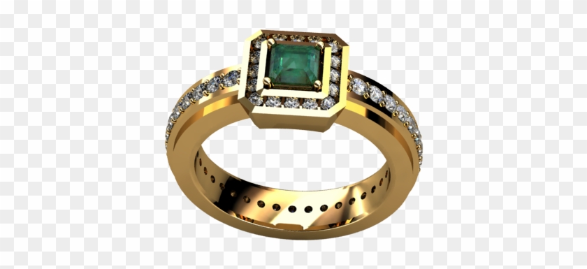 Anillo Diamantes Y Esmeralda - Engagement Ring Clipart #5027185
