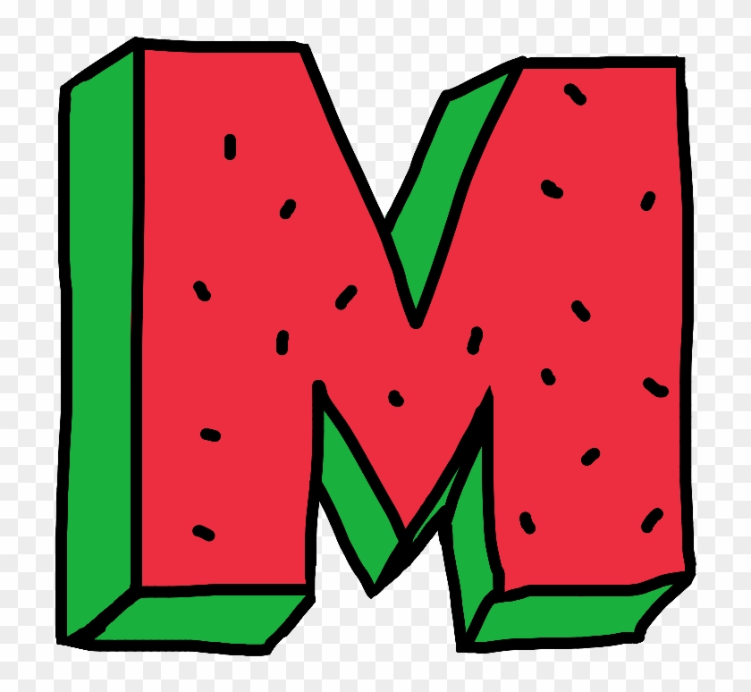 #m #letter #water #watermelon #fruit #red #green #alphabet - Watermelon Letter M Clipart