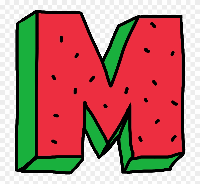#m #letter #water #watermelon #fruit #red #green #alphabet - Watermelon Letter M Clipart #5030220