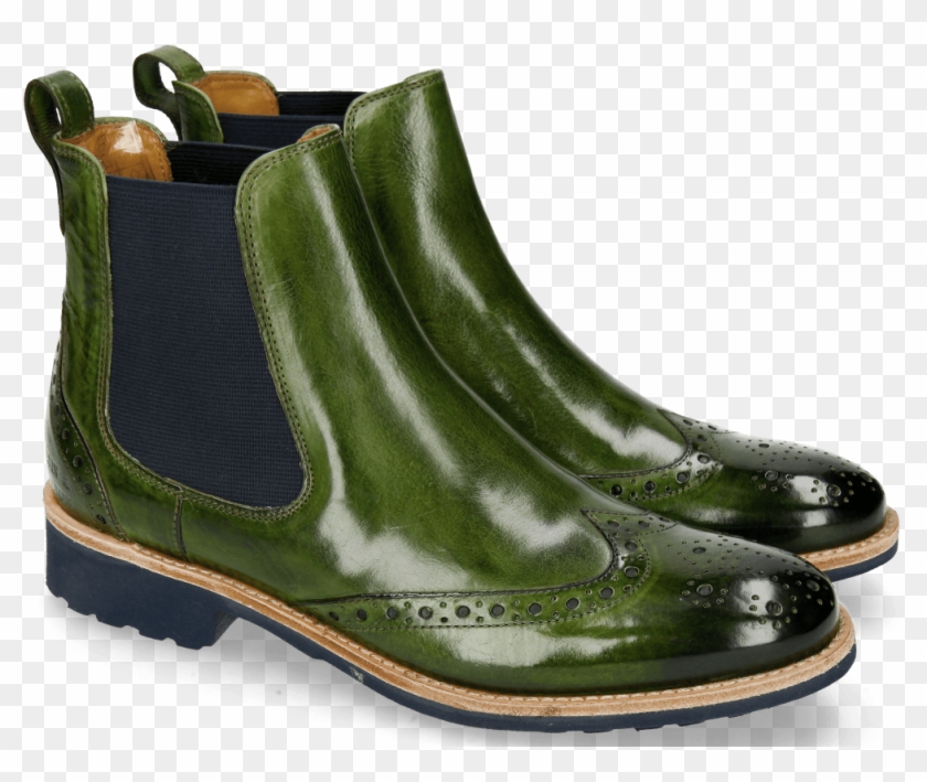 Amelie 5 Ultra Green Elastic Navy Ankle Boots - Chelsea Boot Clipart #5030663