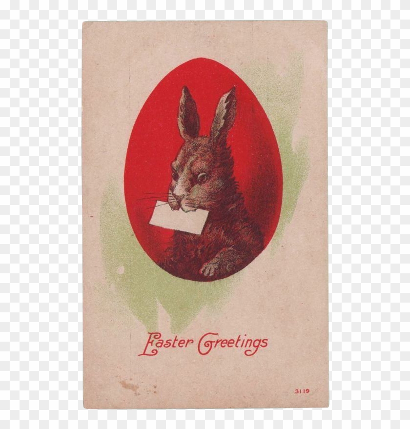 Antique Easter Postcard Rabbit Messenger - Burro Clipart #5030998