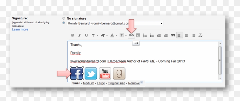 Click Insert Link Icon In The Signature's Formatting - Youtube Clipart #5031633