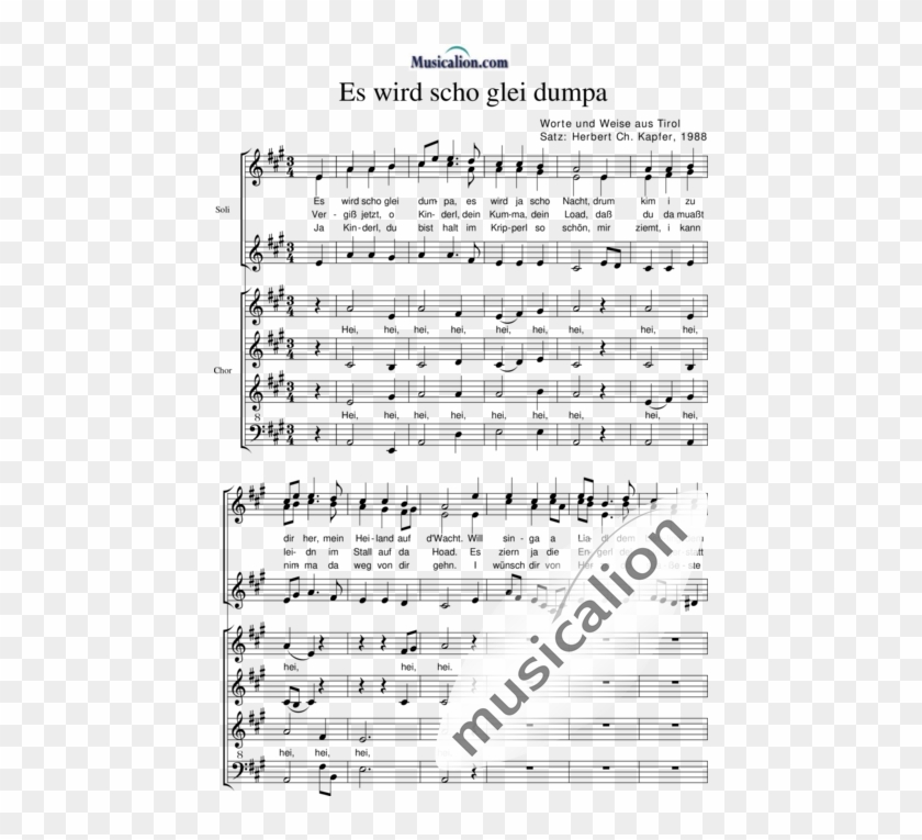 Es Wird Scho Glei Dumpa - Sheet Music Clipart