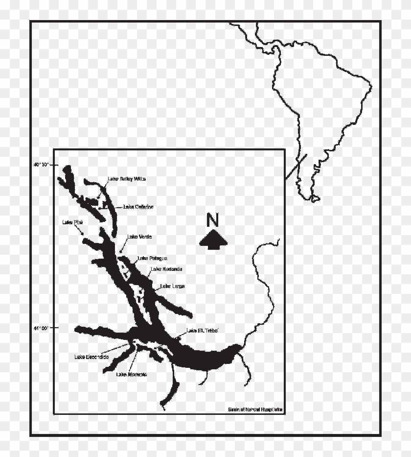 Map Showing The Sampled Lakes In The Study Area In - Lago Nahuel Huapi Mapa Clipart