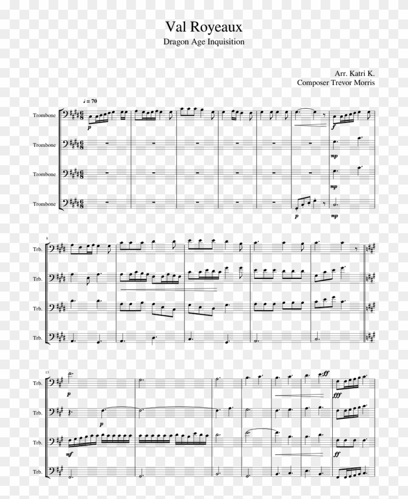 Dragon Age Inquisition Sheet Music For Trombone Download - Dragon Age Inquisition Orlais Theme Sheet Music Clipart