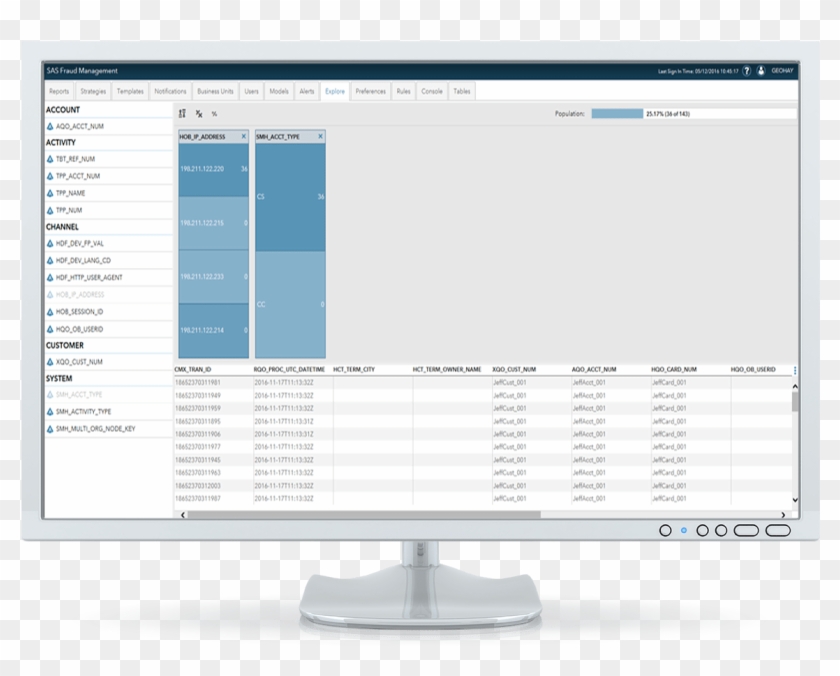 Sas Fraud Management Showing Risk Exploration On Desktop - Sas Healthcare Payment Integrity Visualization Clipart