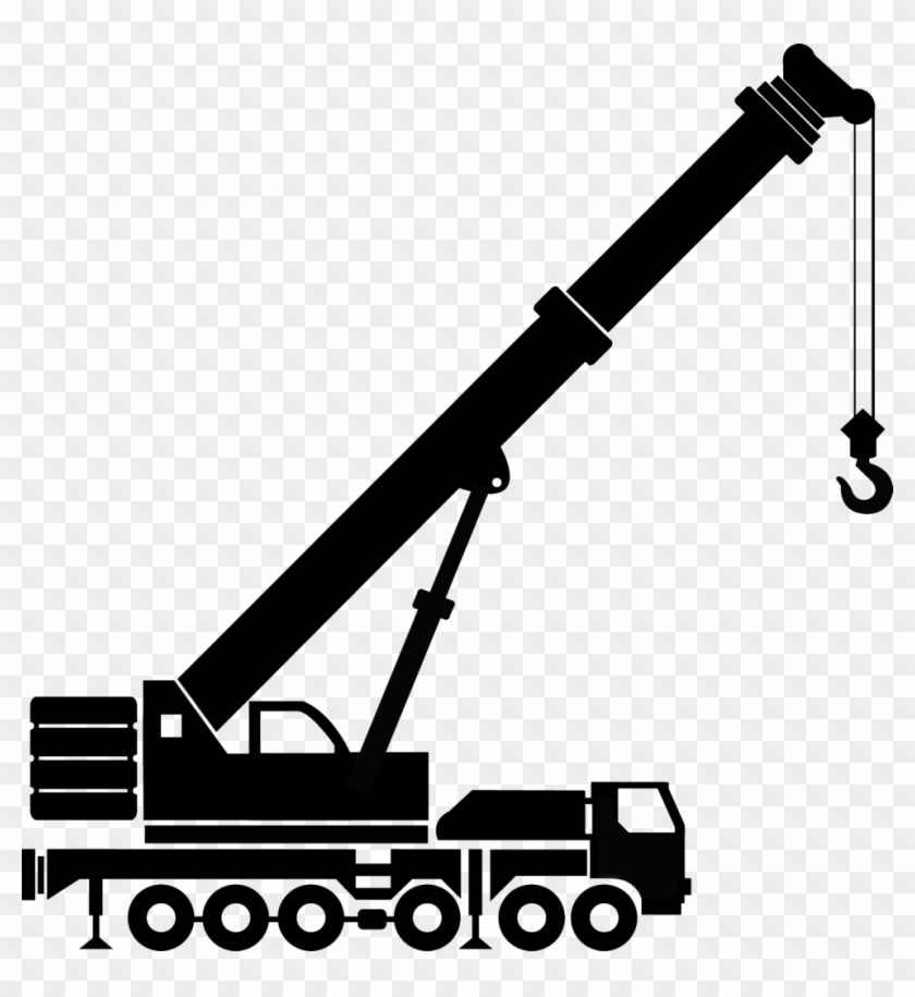 Crane Clipart Construction Company - Mobile Crane Black And White - Png Download