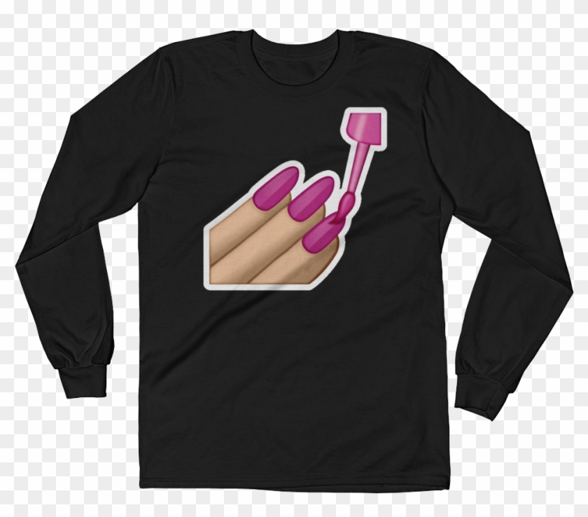 Men S Emoji Long Sleeve T Shirt Nail Polish Just Black - Dexter Gordon T Shirt Clipart
