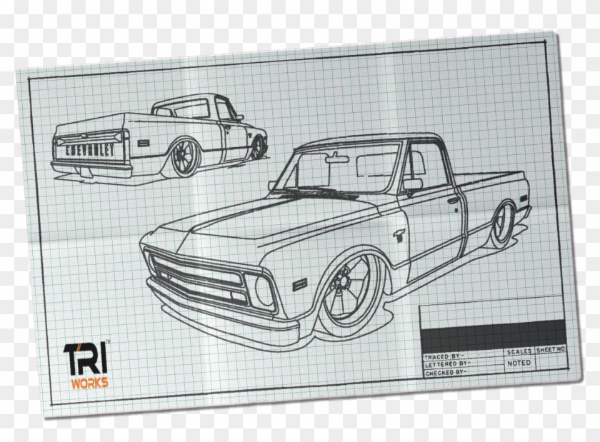 Bobby's Classic Truck Blueprint - Sketch Clipart #5036587
