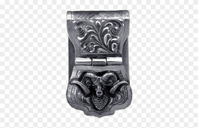 Hand Engraved Sterling Hourglass Money Clip With Marco - Relief - Png Download