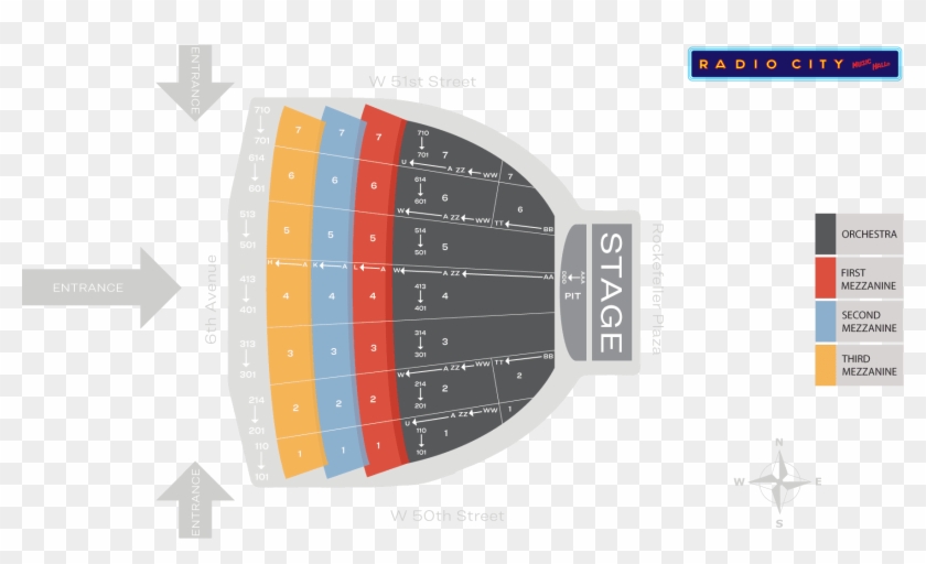 Radio City Music Hall Seating Chart And Map - Seat Number Radio City Music Hall Seating Chart Clipart