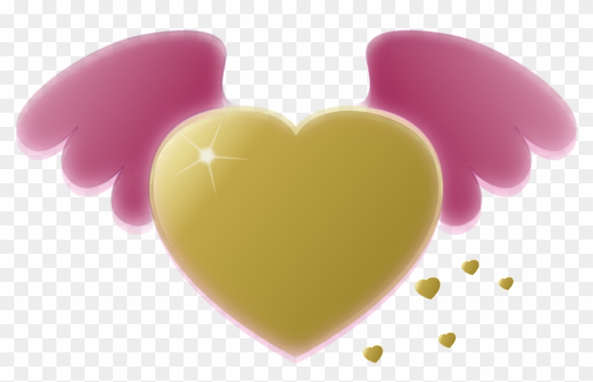 Hearts Shaped Golden - Clipart Graphic Angel Wings - Png Download
