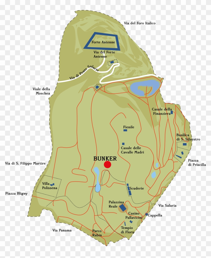 Ubicazione Del Bunker - Parco Di Villa Ada Clipart #5048103