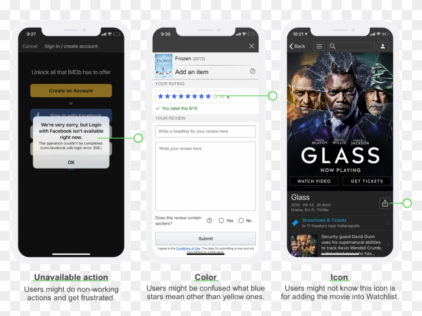 The Left Screen Shows An Unavailable Facebook Login - Iphone Clipart #5048395