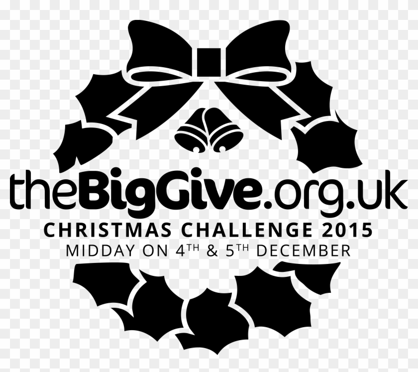 Centred Wreath, Black, Full Tagline - Big Give Logo 2018 Clipart