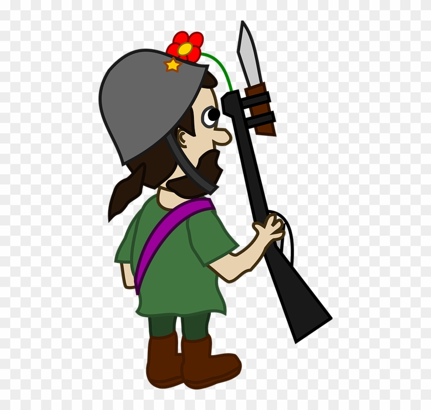 Man Soldier Fighter Gun Weapon Afghani Rebel - Cartoon Characters Back Png Clipart #5049776