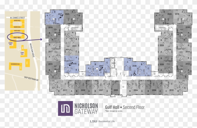 Apartments Baton Rouge - Nicholson Gateway Floor Plan Clipart #5053413