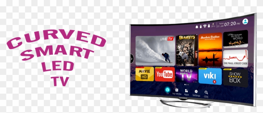 Curved Led Tv - Curved Smart Tv Clipart #5056102