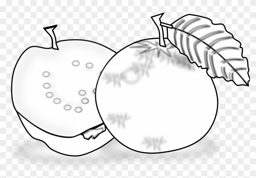 Food Guava Guava Black White - Black And White Guava Clipart #5058653