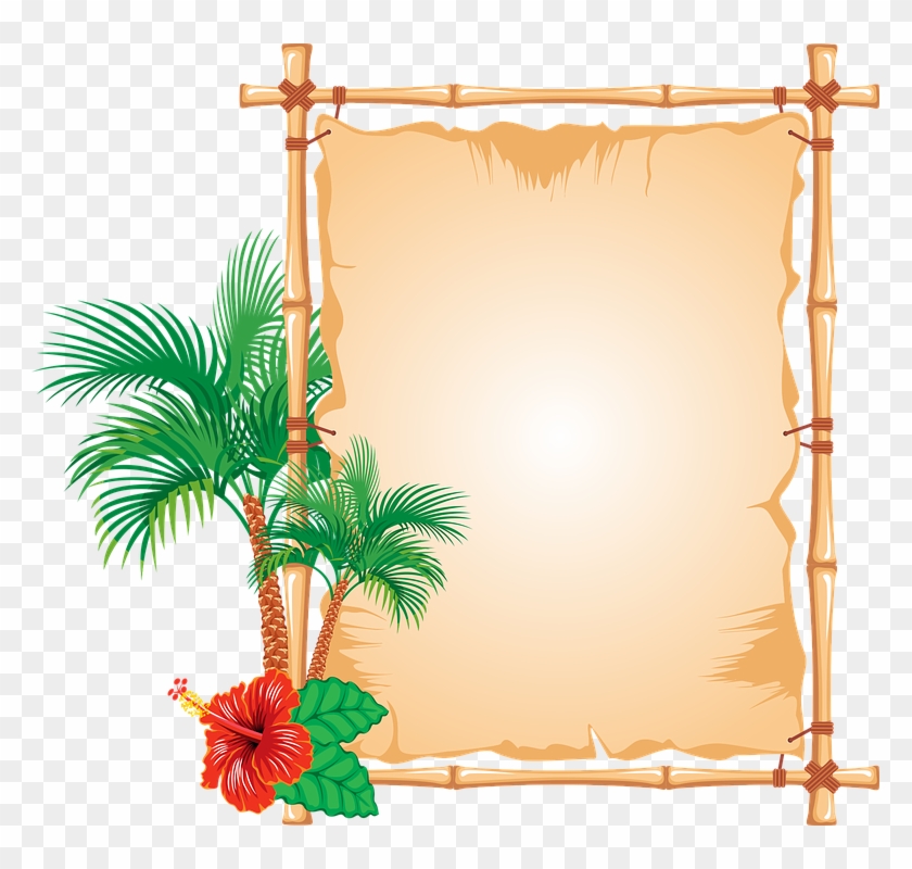 Bamboo, Border, Caribbean, Flower, Frame, Hawaii - Bamboo Frames And Borders Clipart #5059090