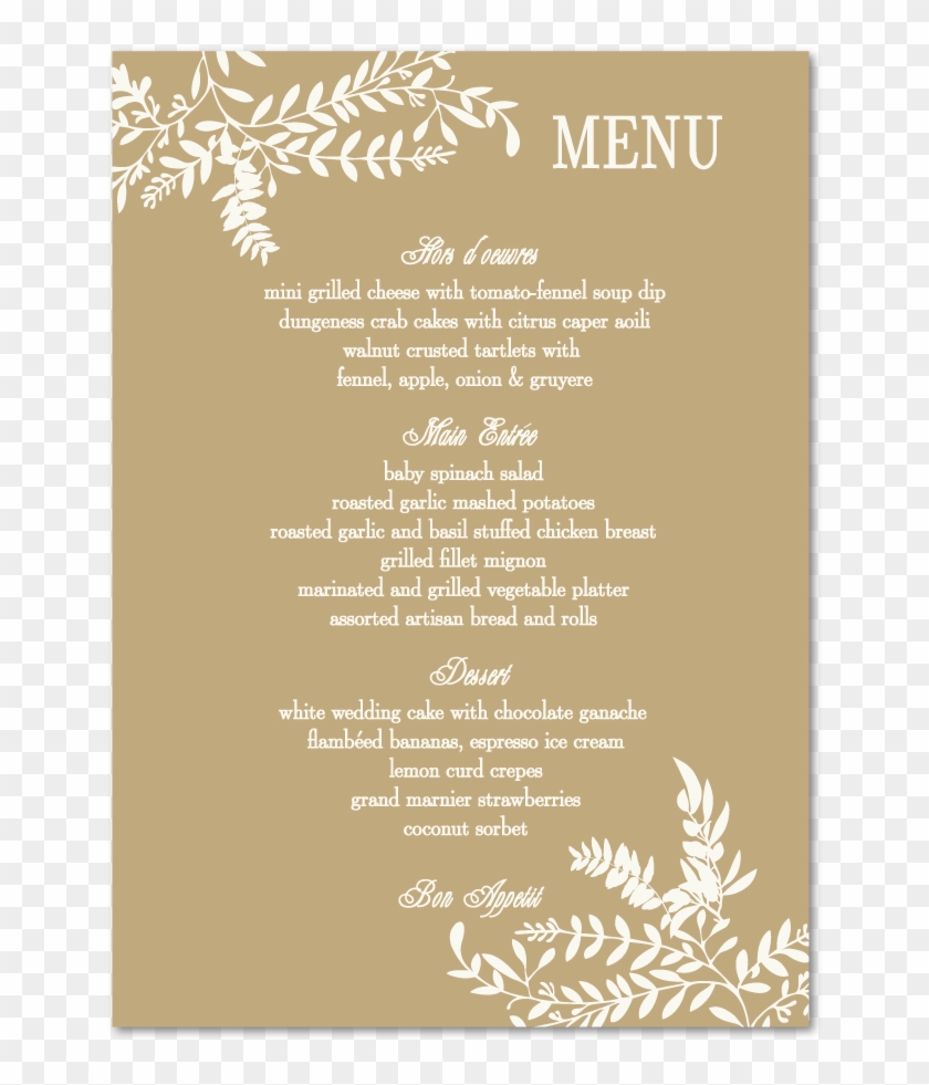 Wedding Menu Png Clipart