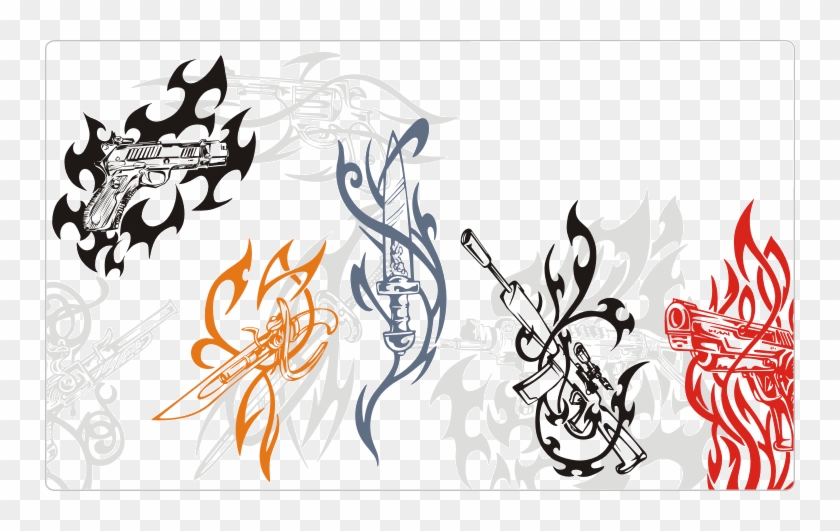 Tribal Weapon Tattoos - Weapon Tribal Clipart