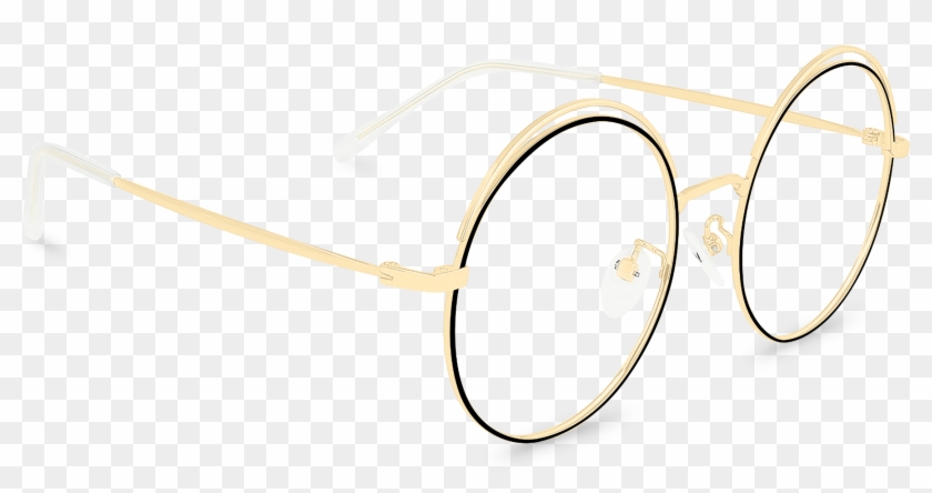 Corner View Of Slayer Gold Round Glasses Made From - Metal Clipart #5060887