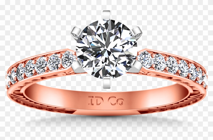 Pave Engagement Ring Arabesque 14k Rose Gold - Engagement Ring Clipart