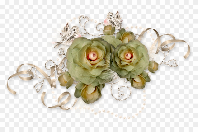 Bird Rose Tape Ornament Decor Photoshop - Garden Roses Clipart #5062683