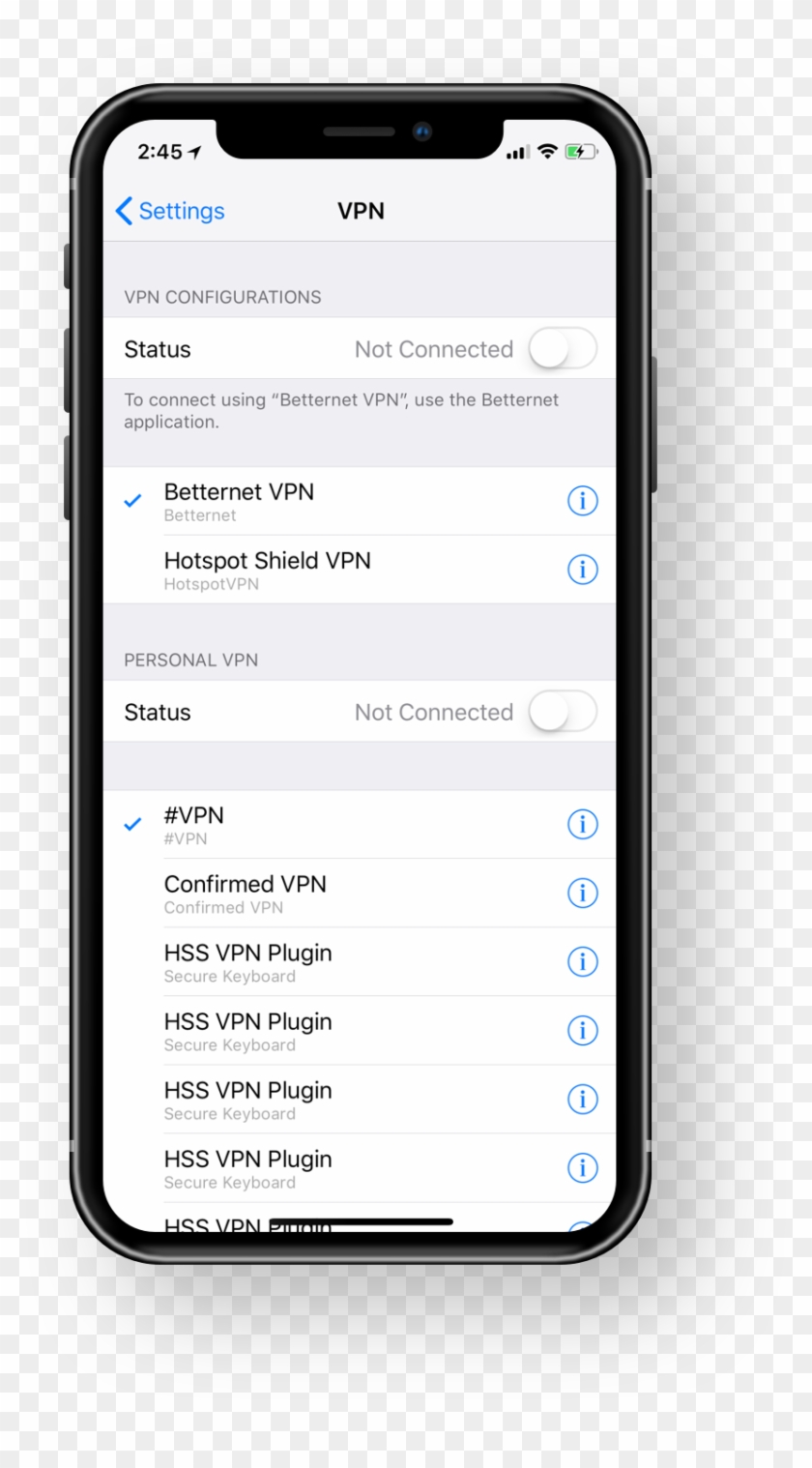 The Way How Apple Named Vpn Settings Panel's Sections - Smartphone Clipart #5064467